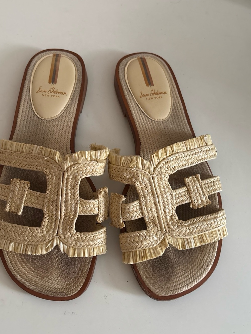 Sam Edelman Women's Raffia Slide Sandals in Natural 8.5